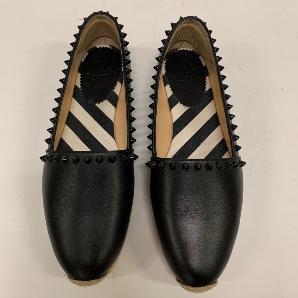 Christian Louboutin Spike Black Espad - Size 38